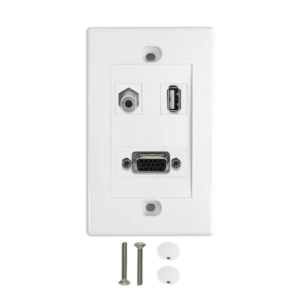 1-Port VGA   1-Port USB   1-Port 3.5mm Wall Plate Kit - White