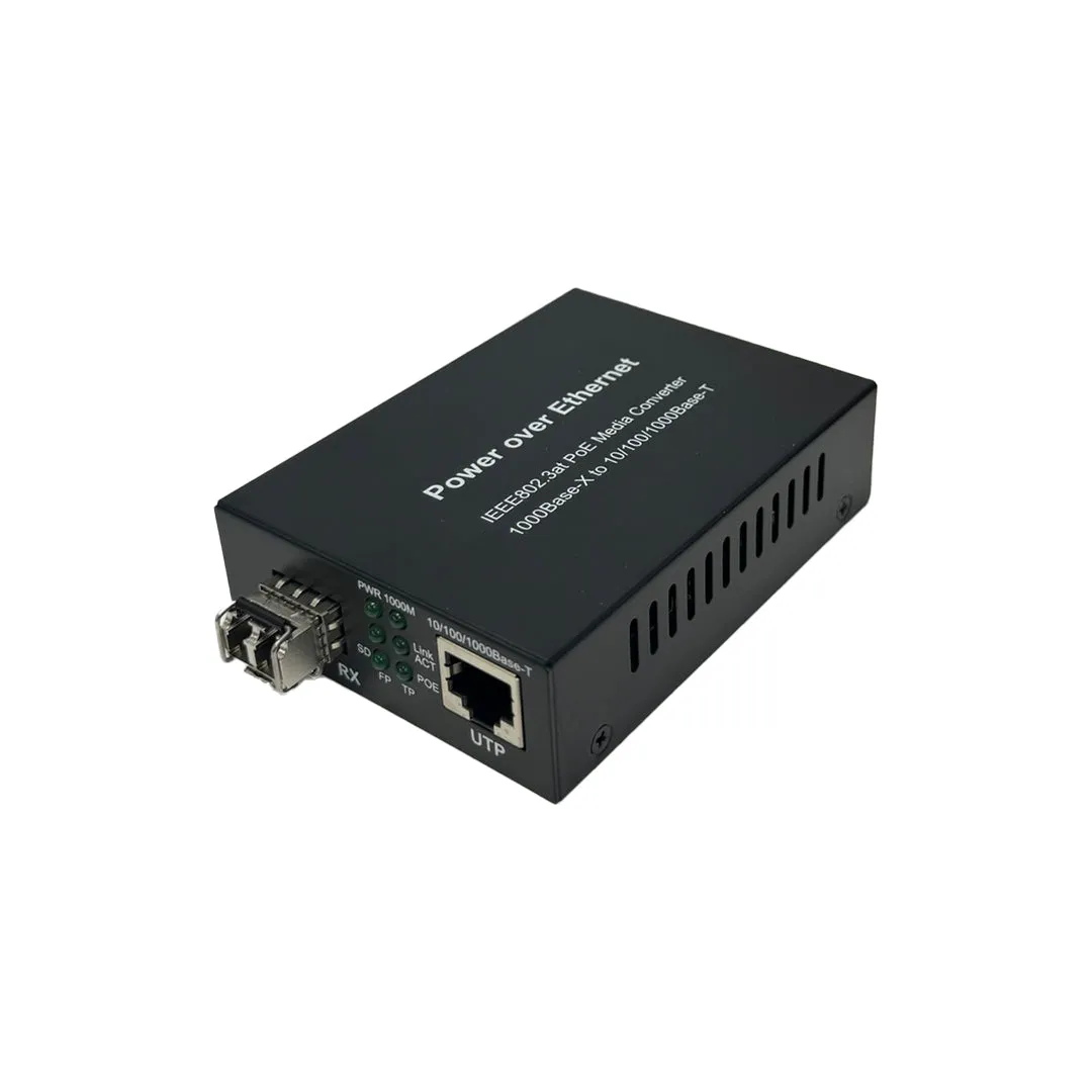 10/100/1000 Multimode Media Converter 500m LC (850nm) with PoE 