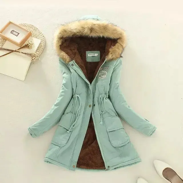 2024 New Autumn Winter Women Cotton Jacket Padded Casual Slim Coat Emboridery Hooded Parkas Wadded Warm Overcoat