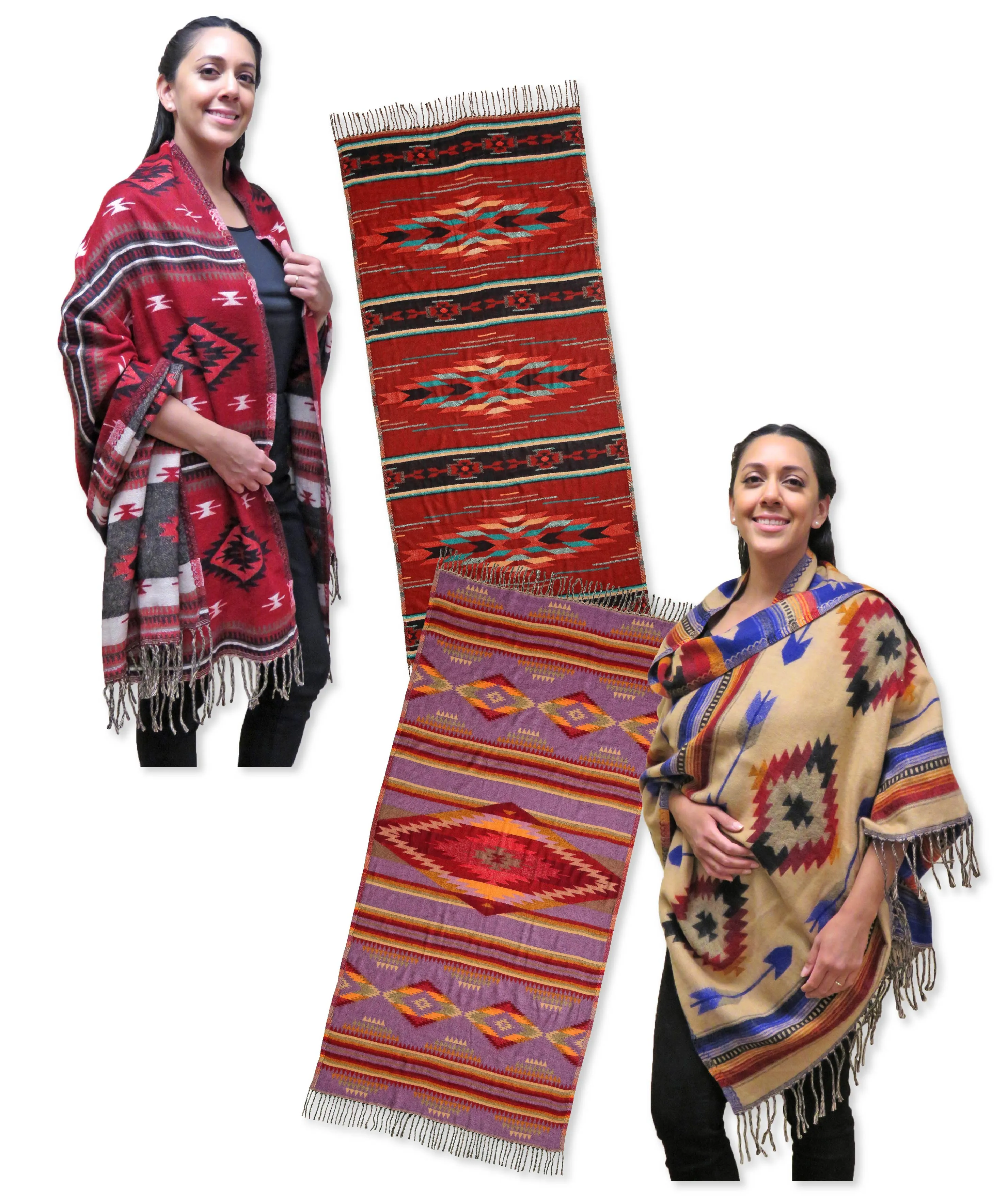 8 Southwest -Style Shawls in New Designs! Only $15.00 ea.!