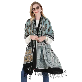 Anyyou 100% Pure Merino Wool Gray Poncho Winter Large Scarf Pashmina Shawl Bandana Neck Wrap For Women