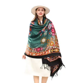 Anyyou 100% Pure Merino Wool Multicolor Poncho Winter Large Scarf Pashmina Shawl Bandana Neck Wrap For Women