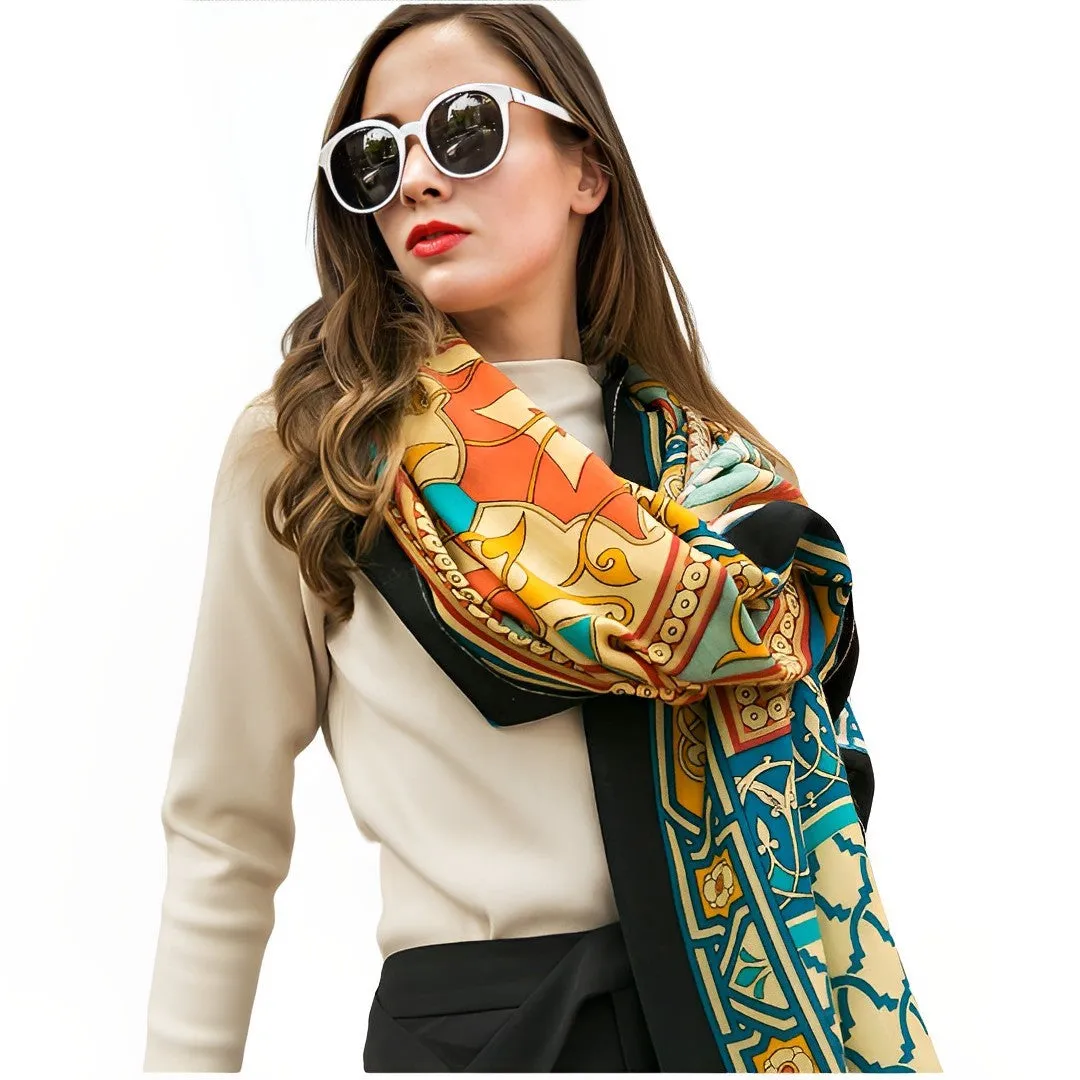 Anyyou 100% Pure Merino Wool Multicolor Tie Pattern Stylish Poncho Winter Large Scarf With Trendy Pashmina Shawl Bandana  For Womenfashion Design