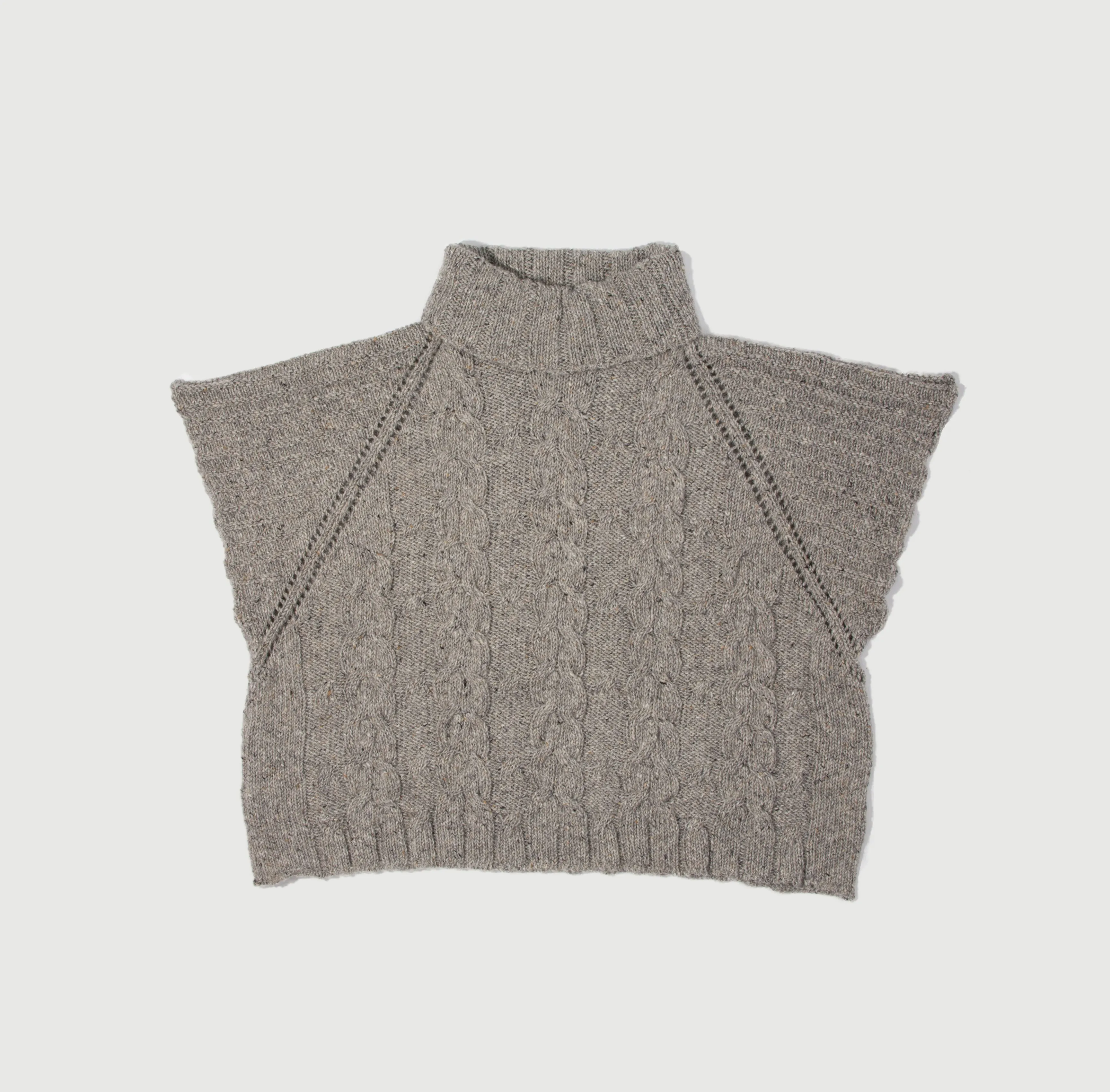 Aran - Cable Poncho - Latte