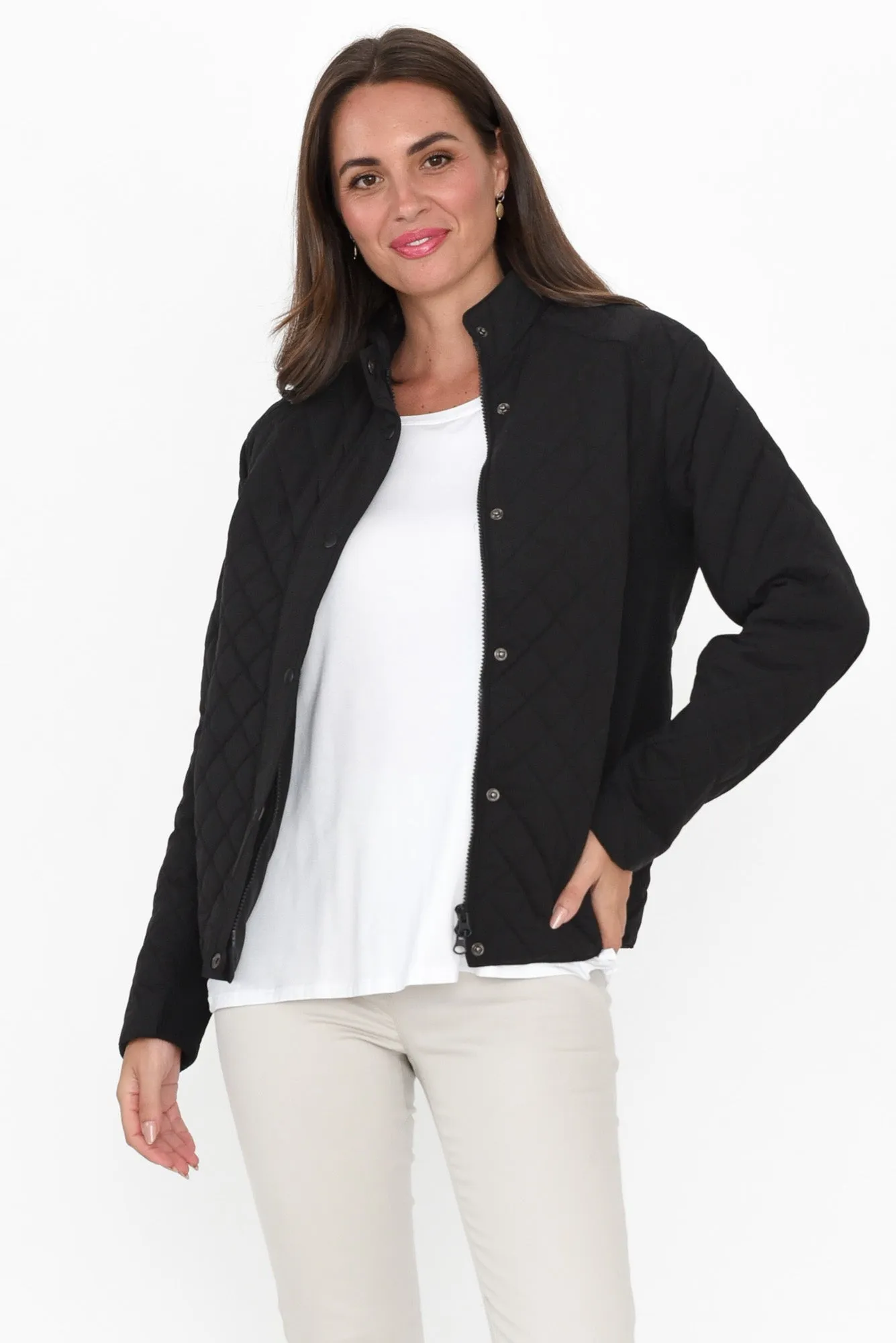 Asena Charcoal Quilted Puffer Jacket