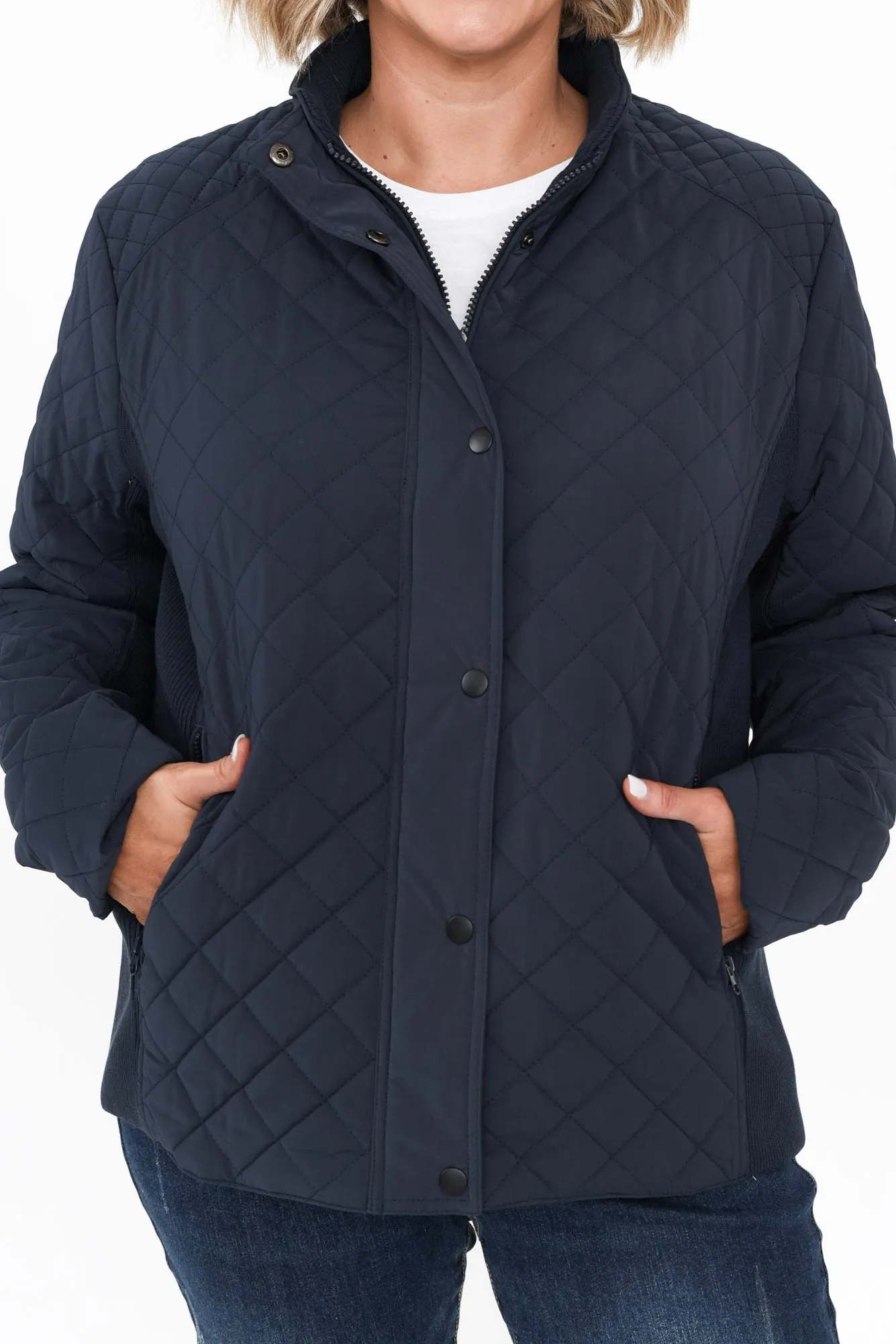 Asena Navy Quilted Puffer Jacket