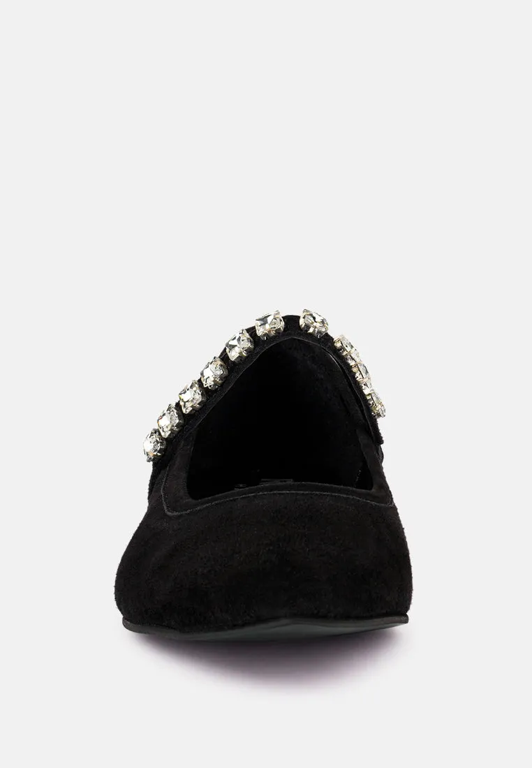 ASSISI Black Fine Suede Mary Jane Ballet Flats