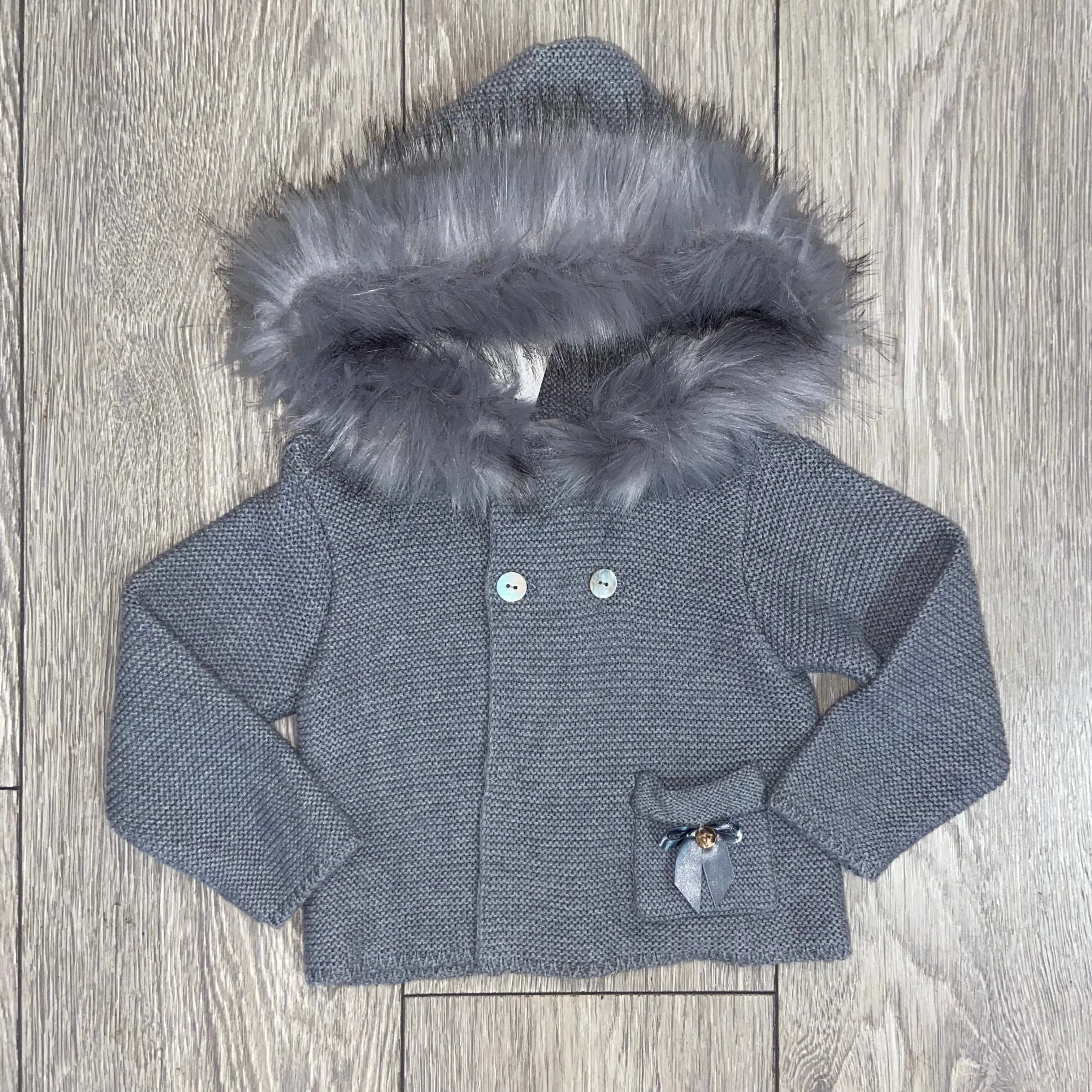 AW22 Meia Pata Grey Faux Fur Cardigan