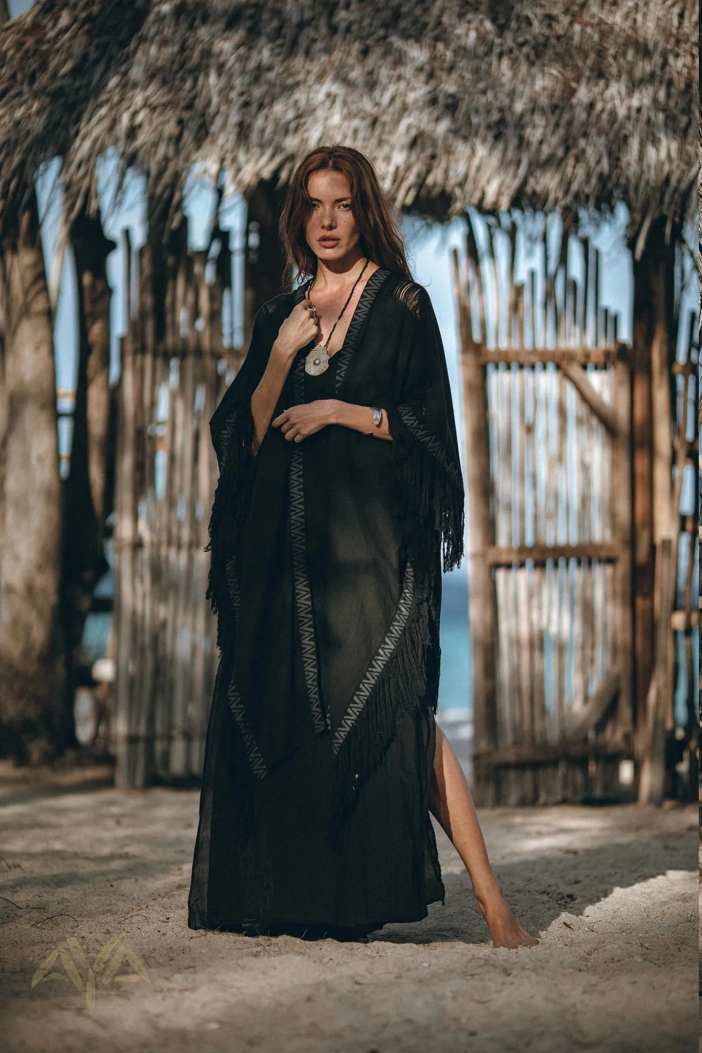 Black Boho Poncho • Plus Size Clothing • Unisex Hand-loomed Poncho