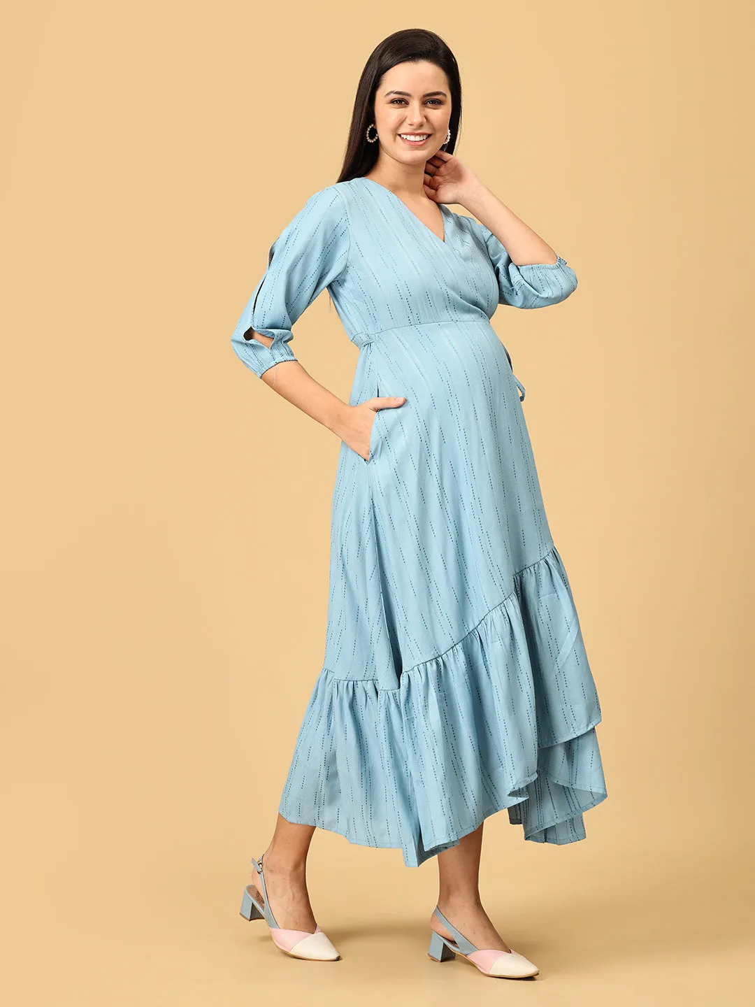 Blue Belle Maternity Wrap Dress