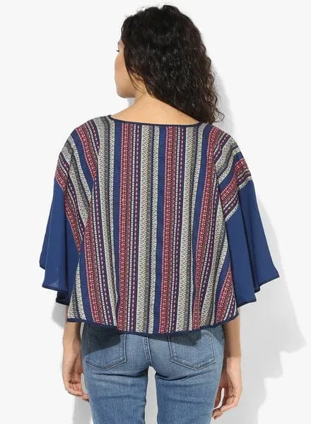 Blue Poncho Top - (Clearance - Final Sale)