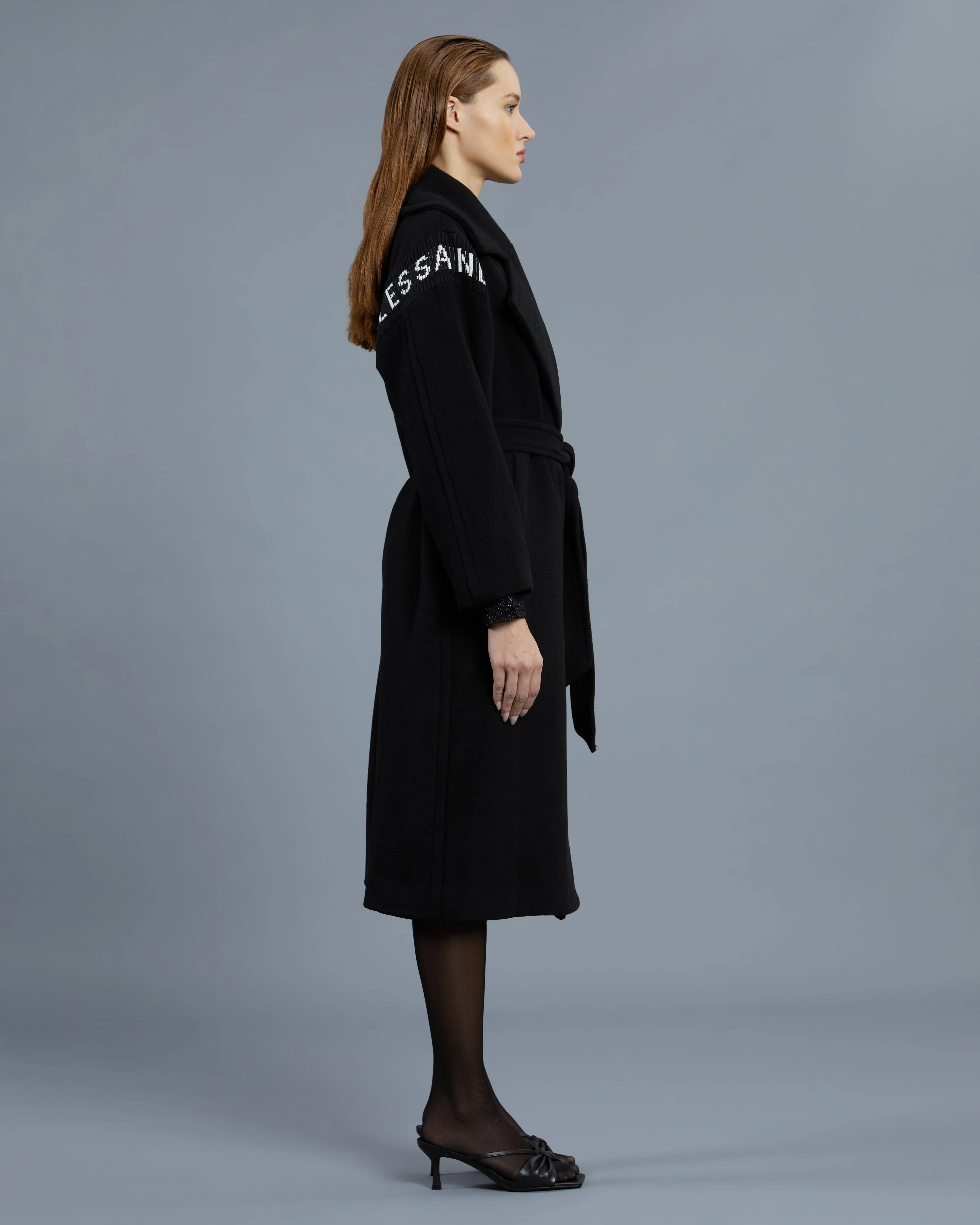 Brand Knit Paneled Coat