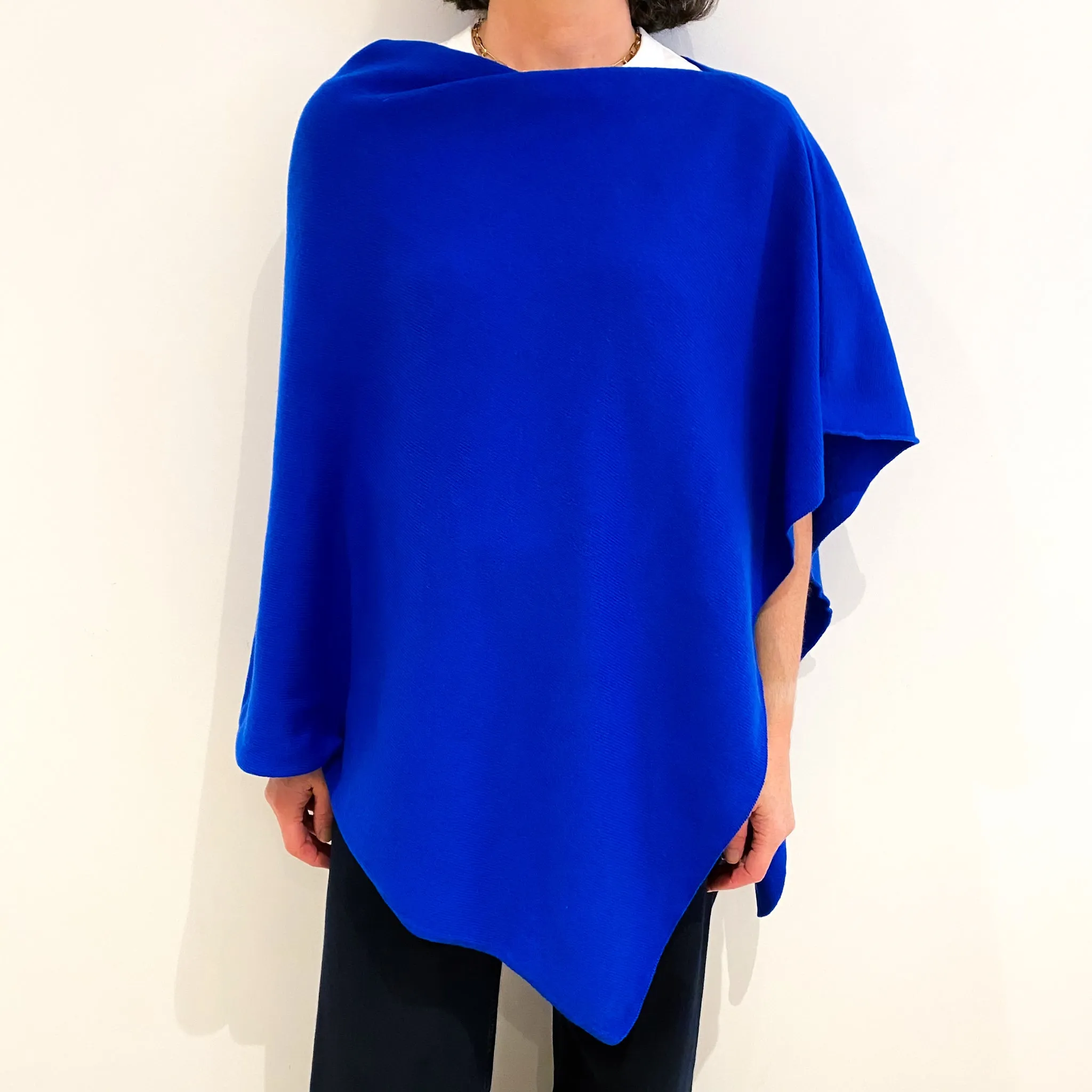 Brand New Scottish Azure Blue Cashmere Poncho One Size