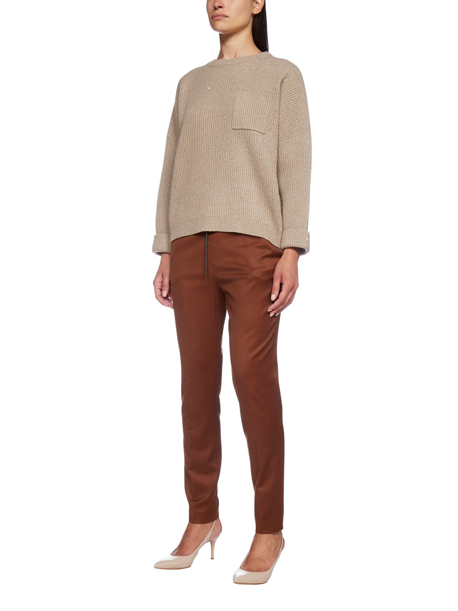 Brunello Cucinelli Ribbed Knit Crewneck Jumper