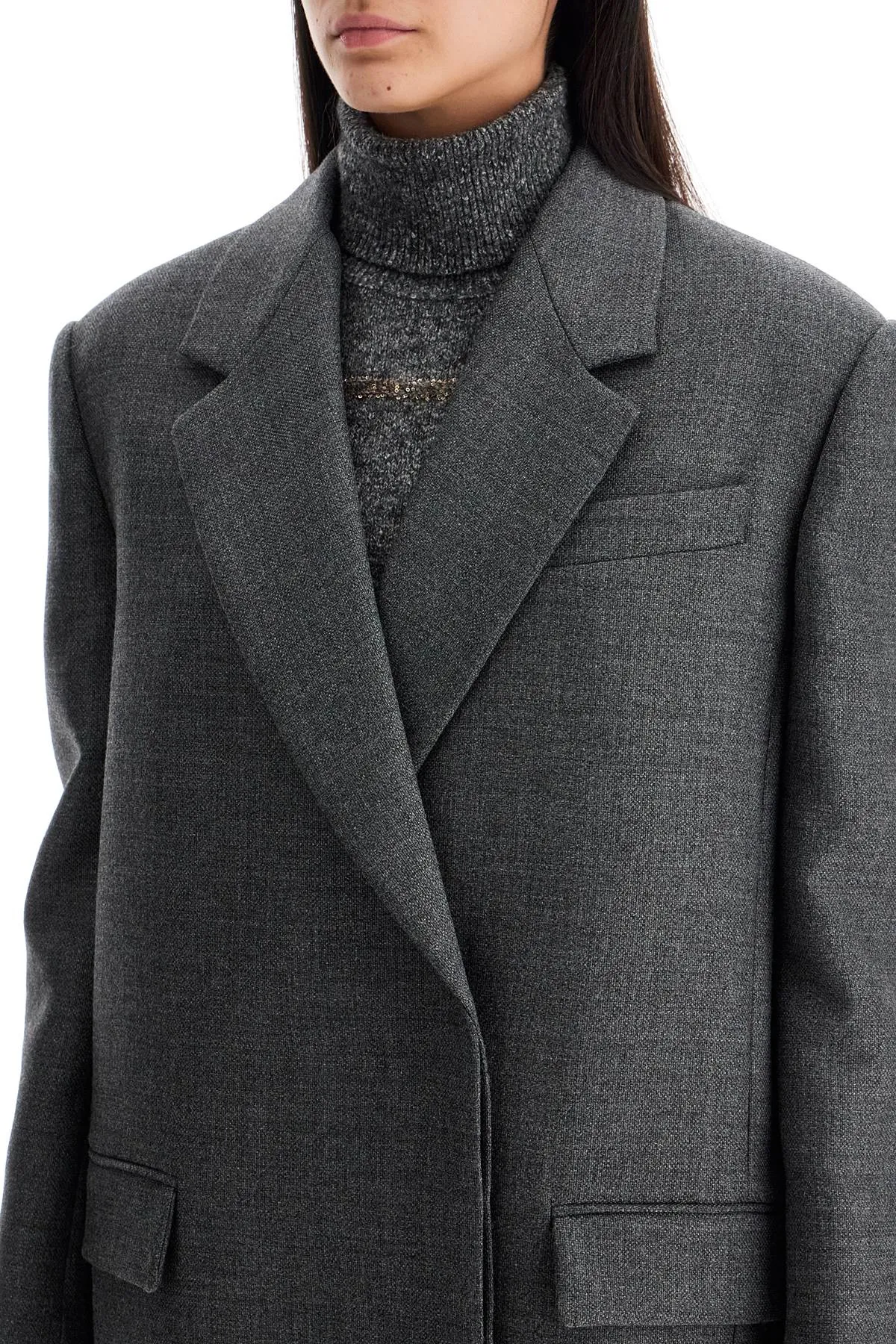 Brunello Cucinelli woolen overcoat in canvas fabric