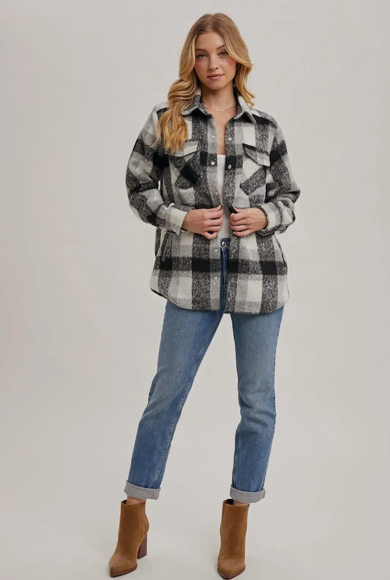 Button Down Plaid Shacket