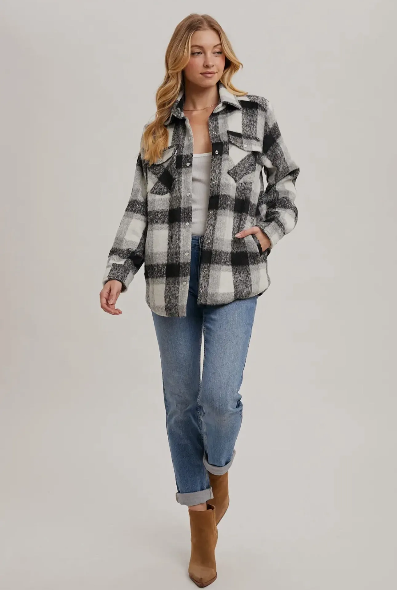 Button Down Plaid Shacket