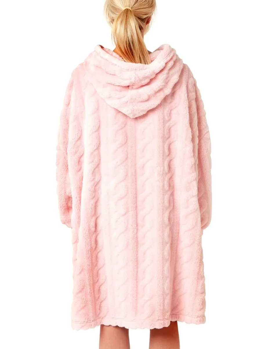 Cable Knit Fleece Poncho