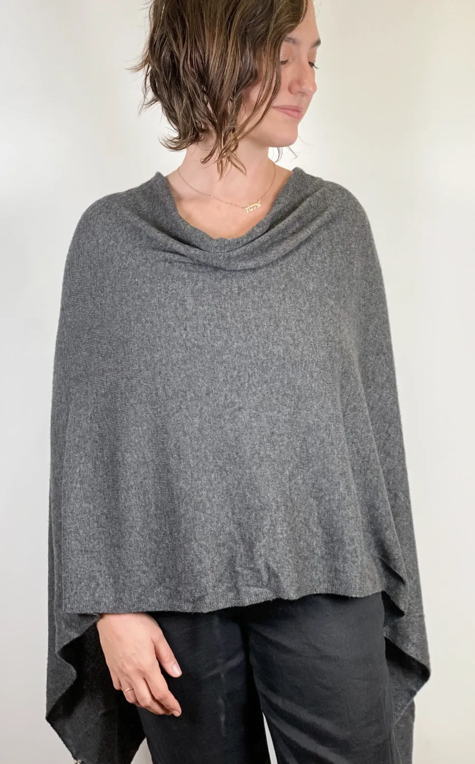 Charcoal Cashmere Poncho