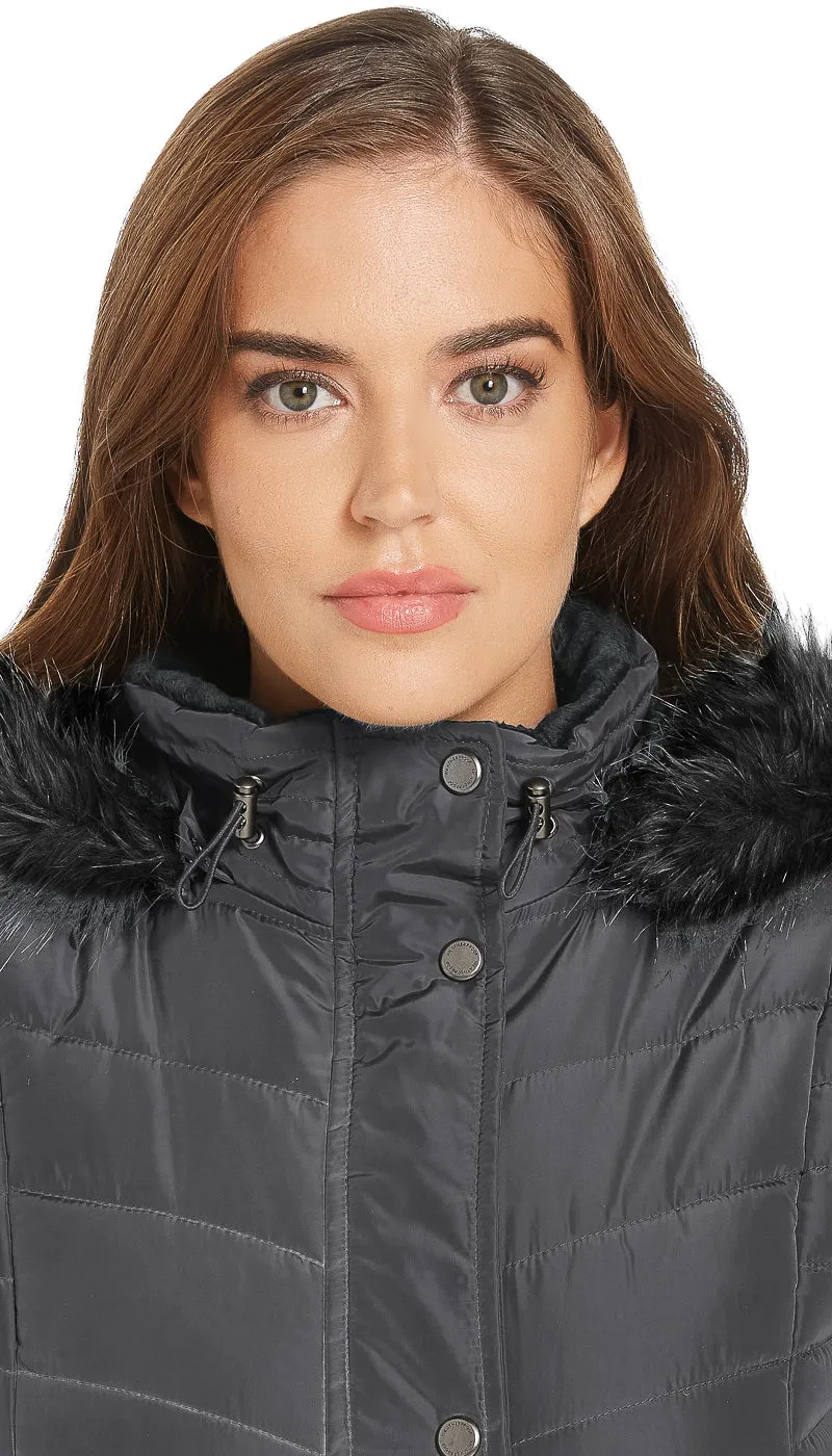 CHEVRON QUILTED 3/4 PUFFER