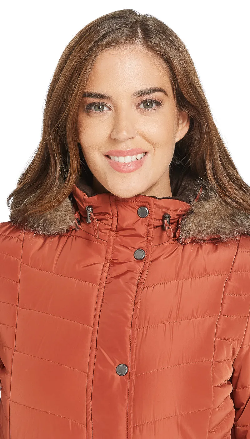 CHEVRON QUILTED 3/4 PUFFER