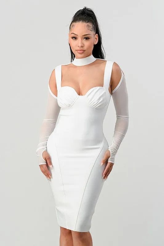 Chic Contour Cold-Shoulder Midi Dress