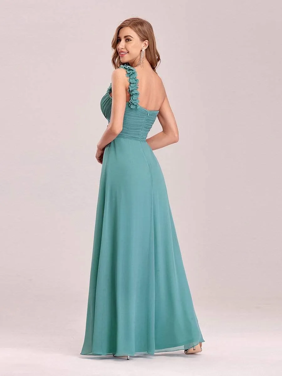 Chiffon One Shoulder Maxi Long Bridesmaid Dresses for Women