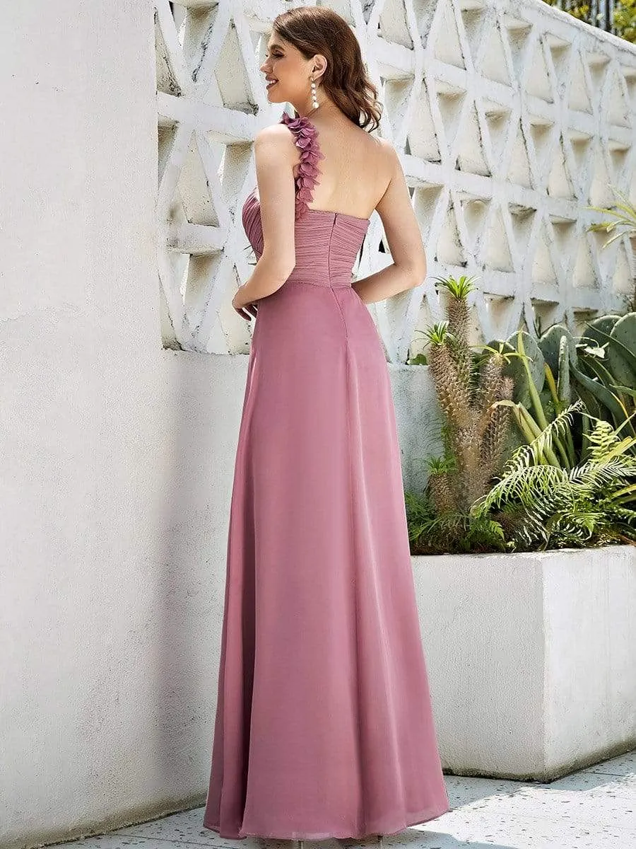 Chiffon One Shoulder Maxi Long Bridesmaid Dresses for Women