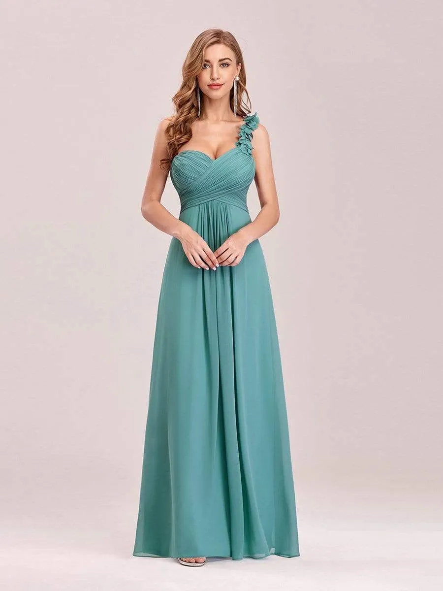 Chiffon One Shoulder Maxi Long Bridesmaid Dresses for Women