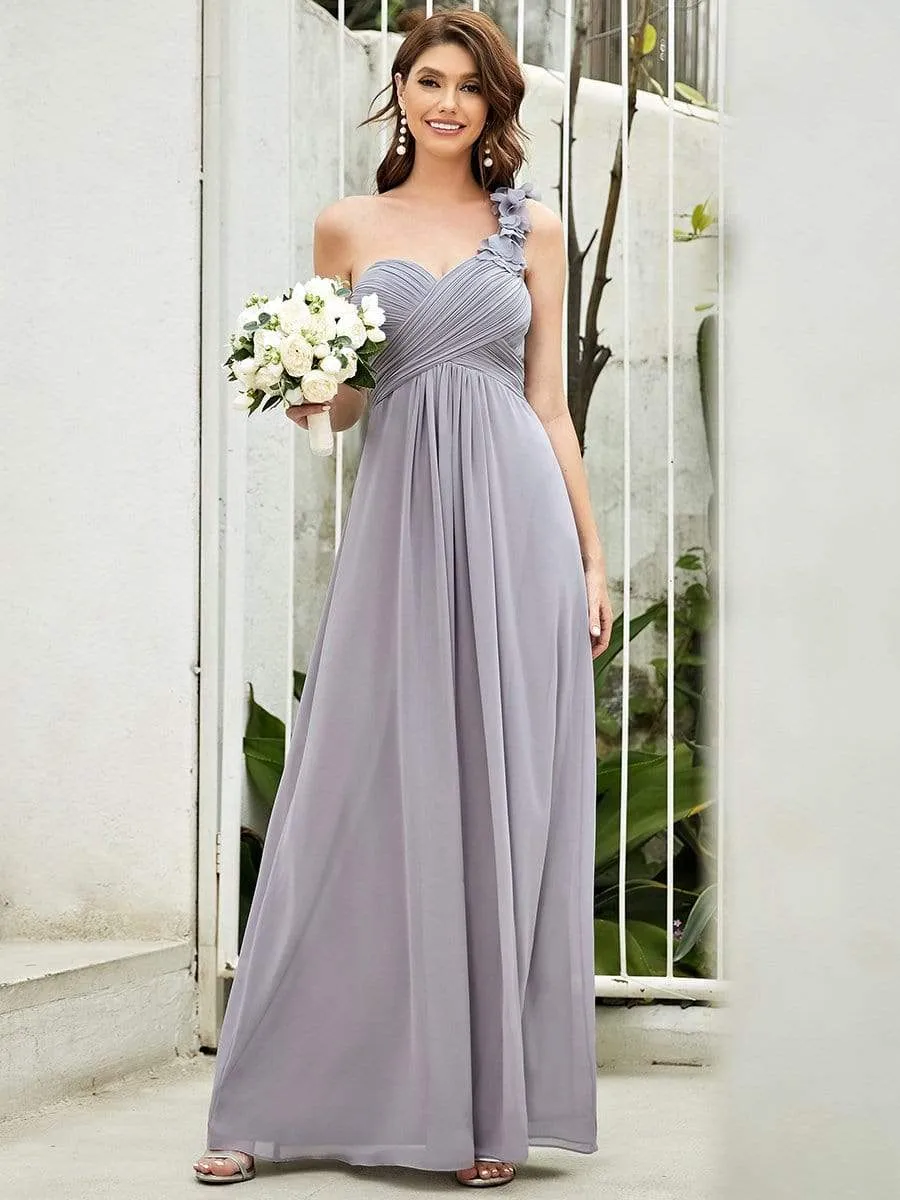 Chiffon One Shoulder Maxi Long Bridesmaid Dresses for Women