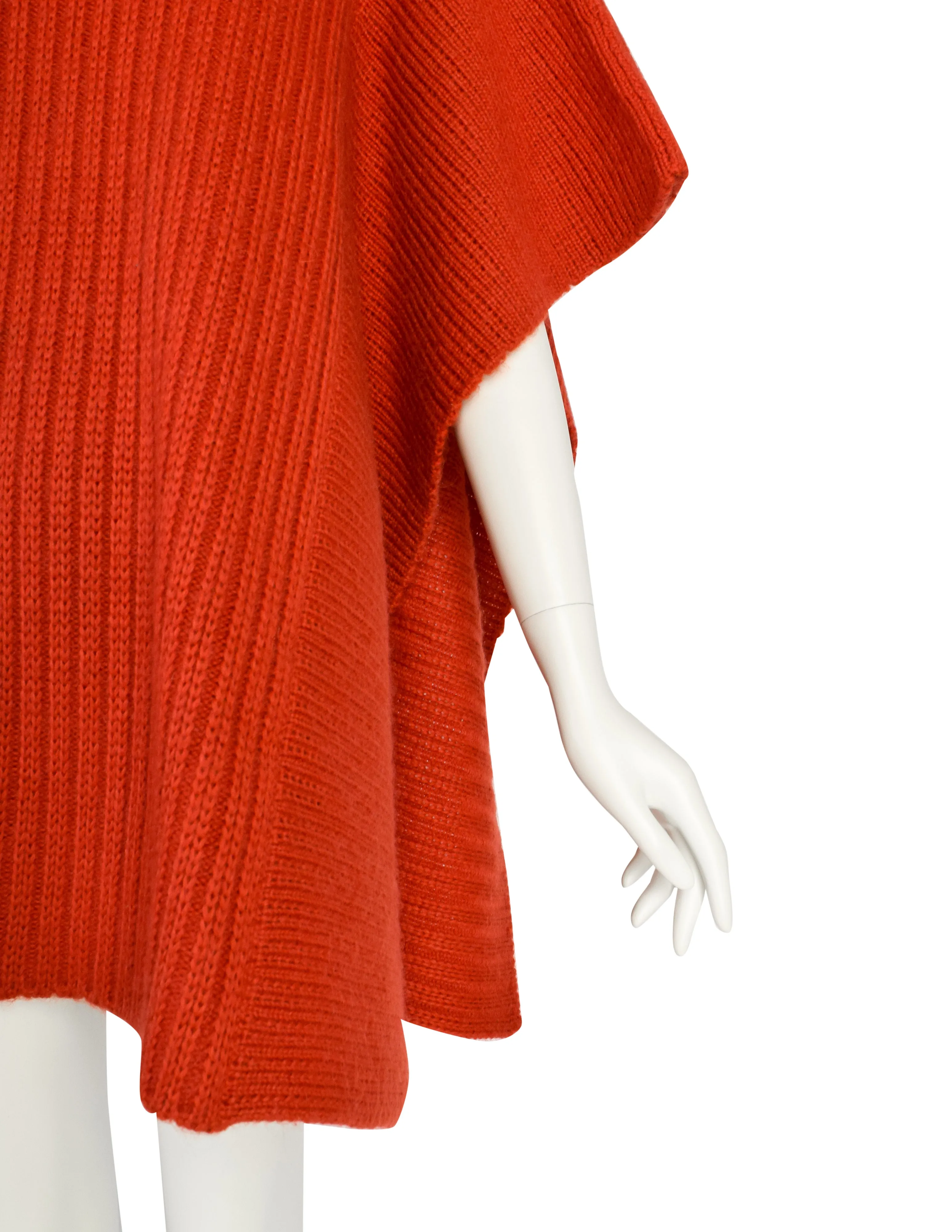 Chloe Vintage AW 1982 Rare Asymmetrical Burnt Orange Knit Mohair Wool Cape