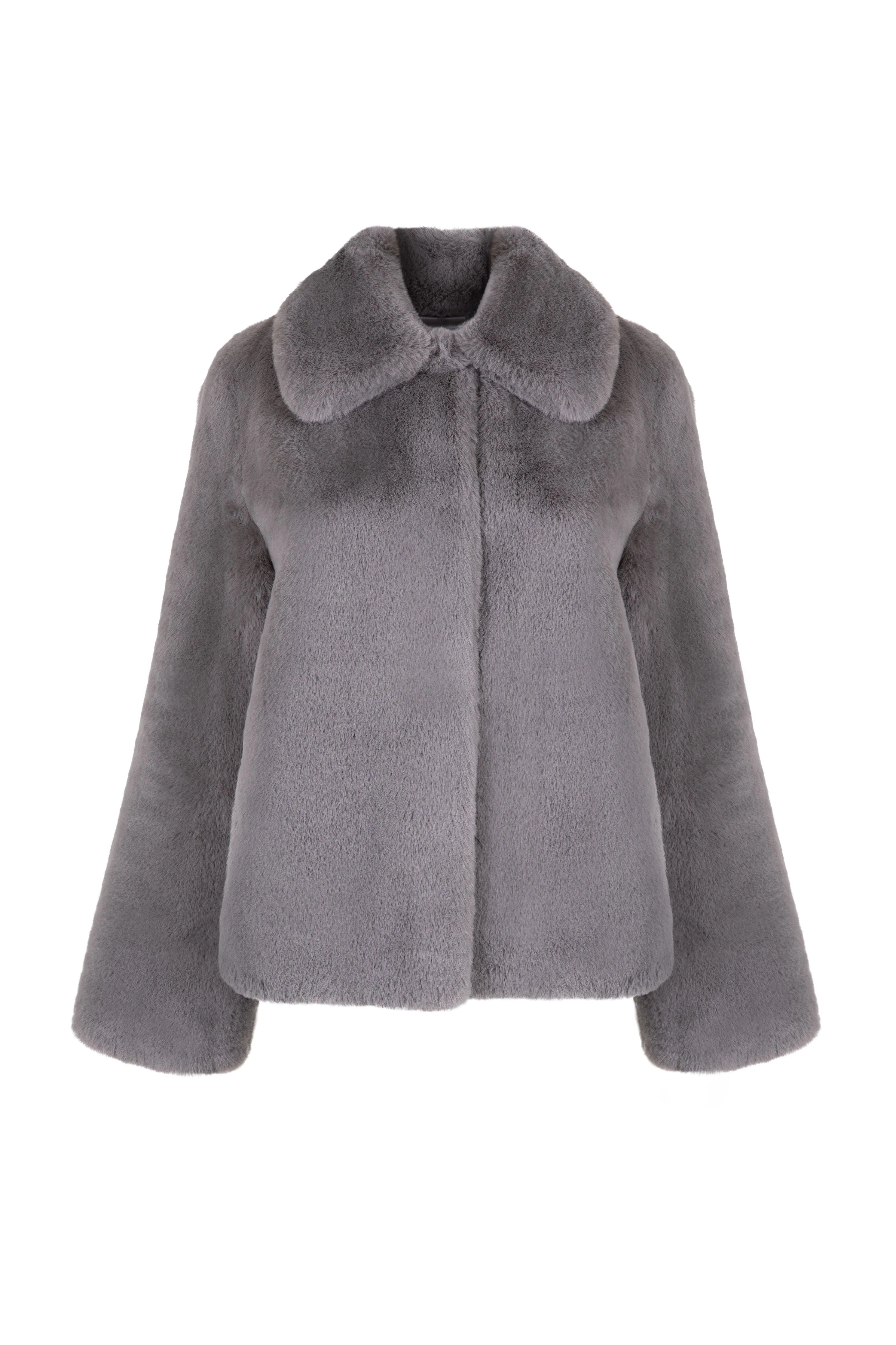 Christie Luxe Recycled Vegan Faux Fur Collar Jacket | Dark Grey