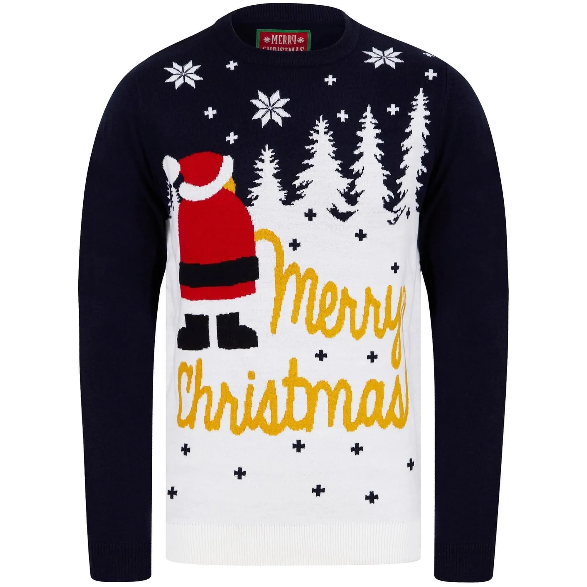 Christmas Snow 2 Motif Mens Christmas Jumper - Navy