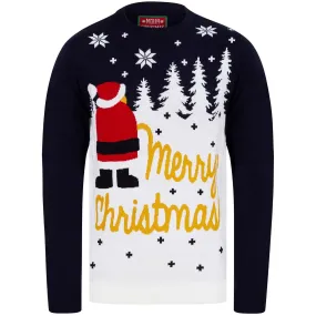 Christmas Snow 2 Motif Mens Christmas Jumper - Navy