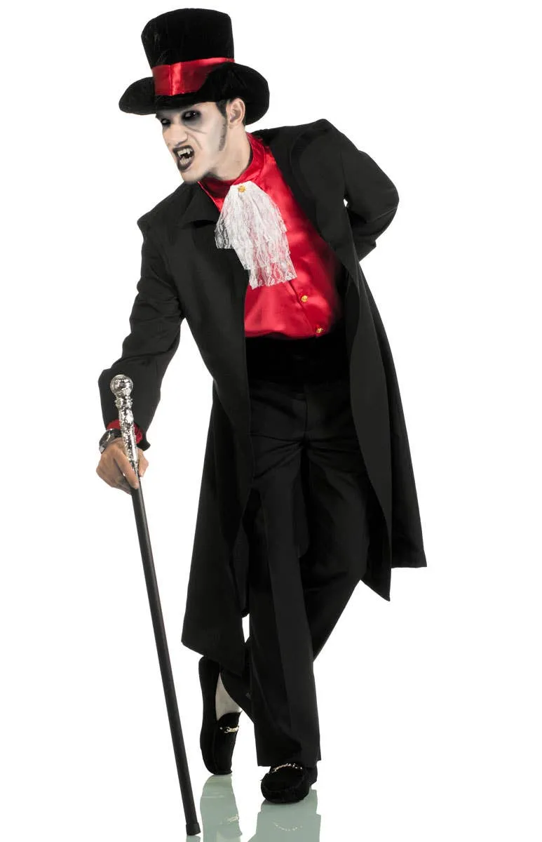 Classic Black and Red Victorian Vampire Mens Halloween Costume