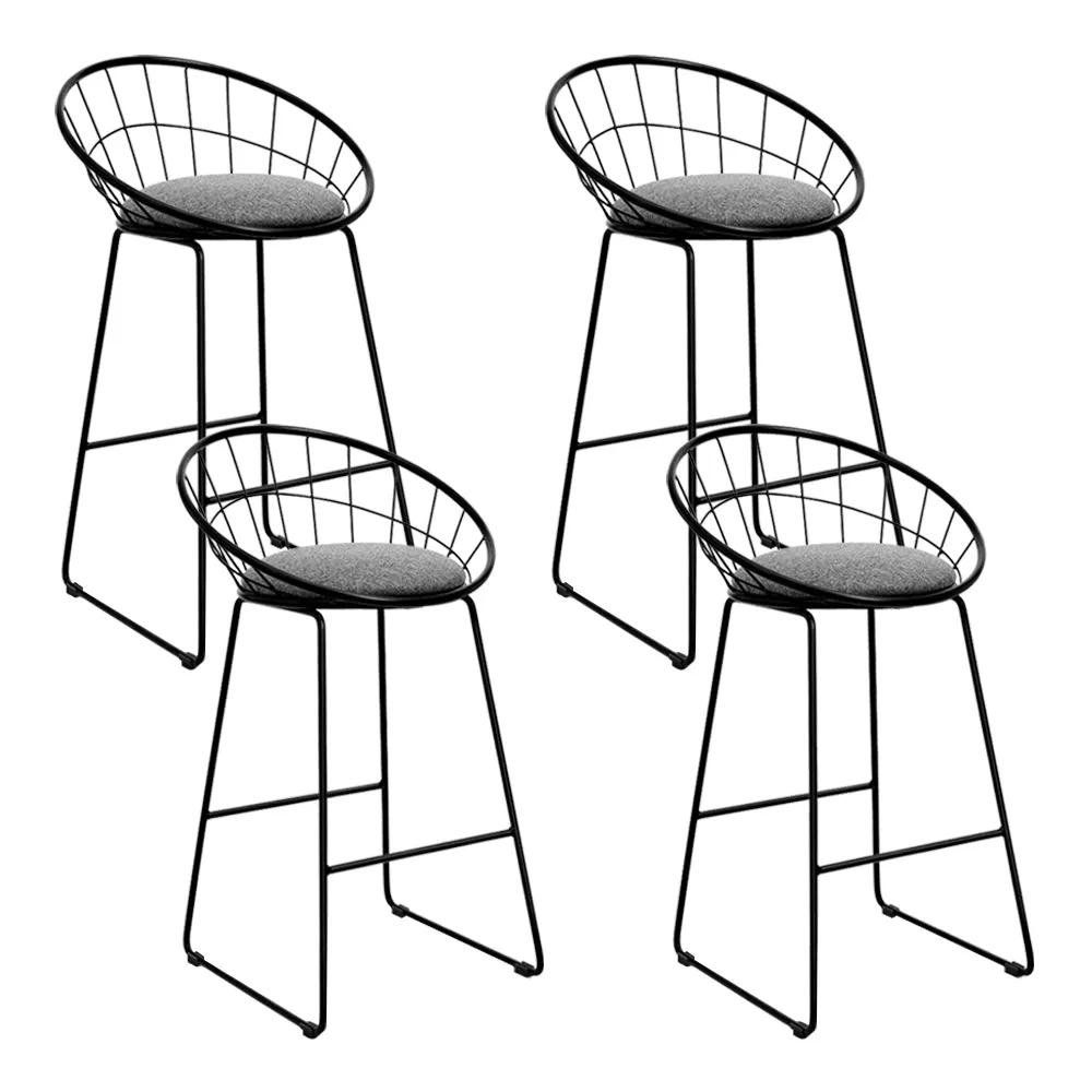 Deluxe Padded Bar Stools with Steel Frame, Set of 4 - Artiss