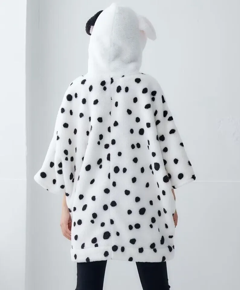 Disney 101 Dalmatians Boa Fluffy Hoodie Poncho w/ Ear Women Japan Cosplay