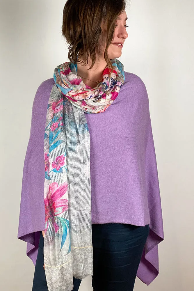 Dolma Cashmere Poncho Lilac