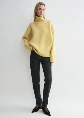 Double-knit turtleneck soft yellow