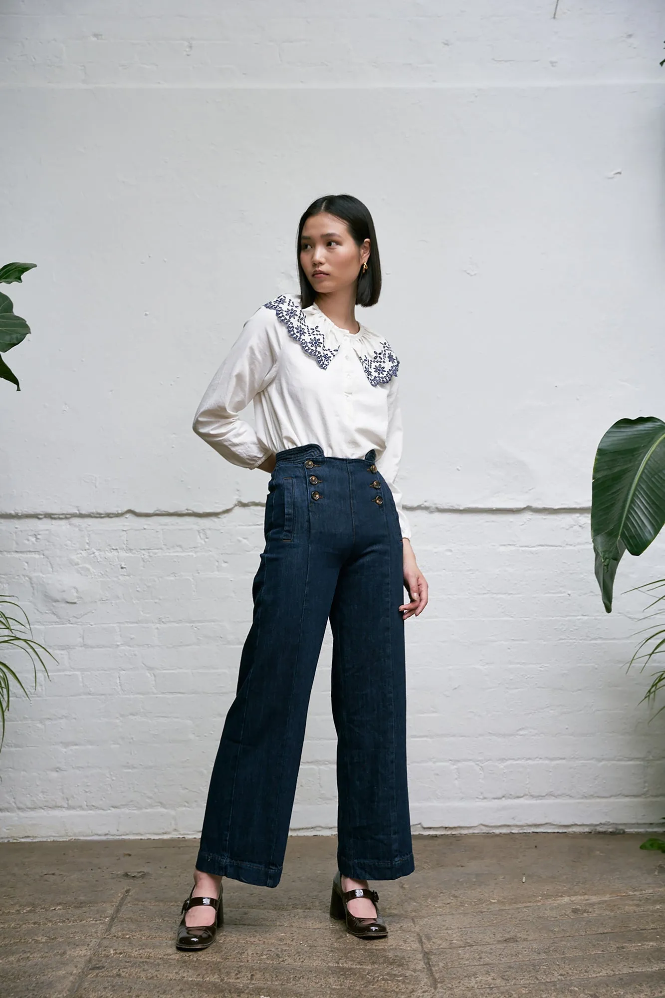 Dylan Blouse in Ecru Denim