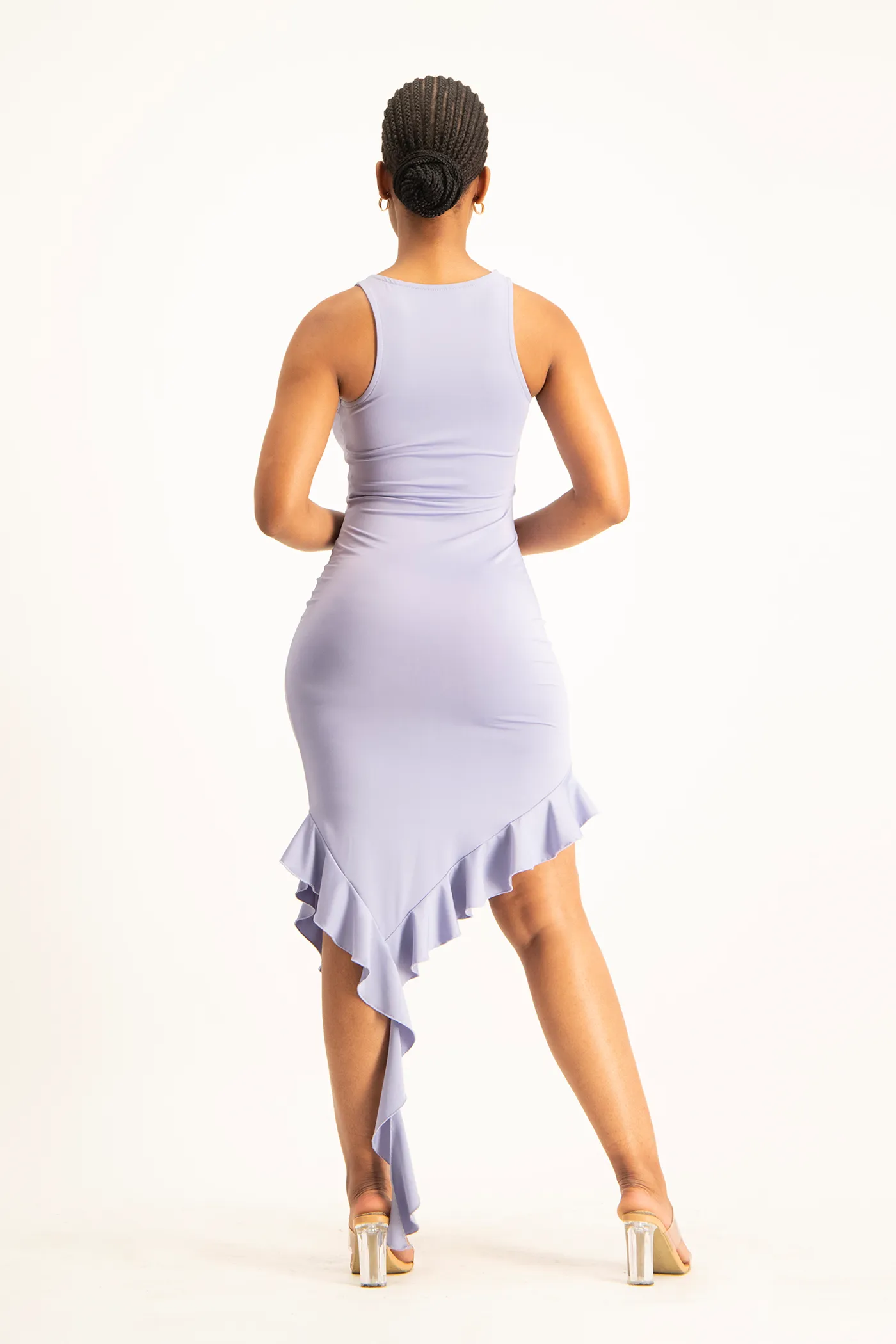 Elora Asymmetrical Ruffle Dress - Persian Violet