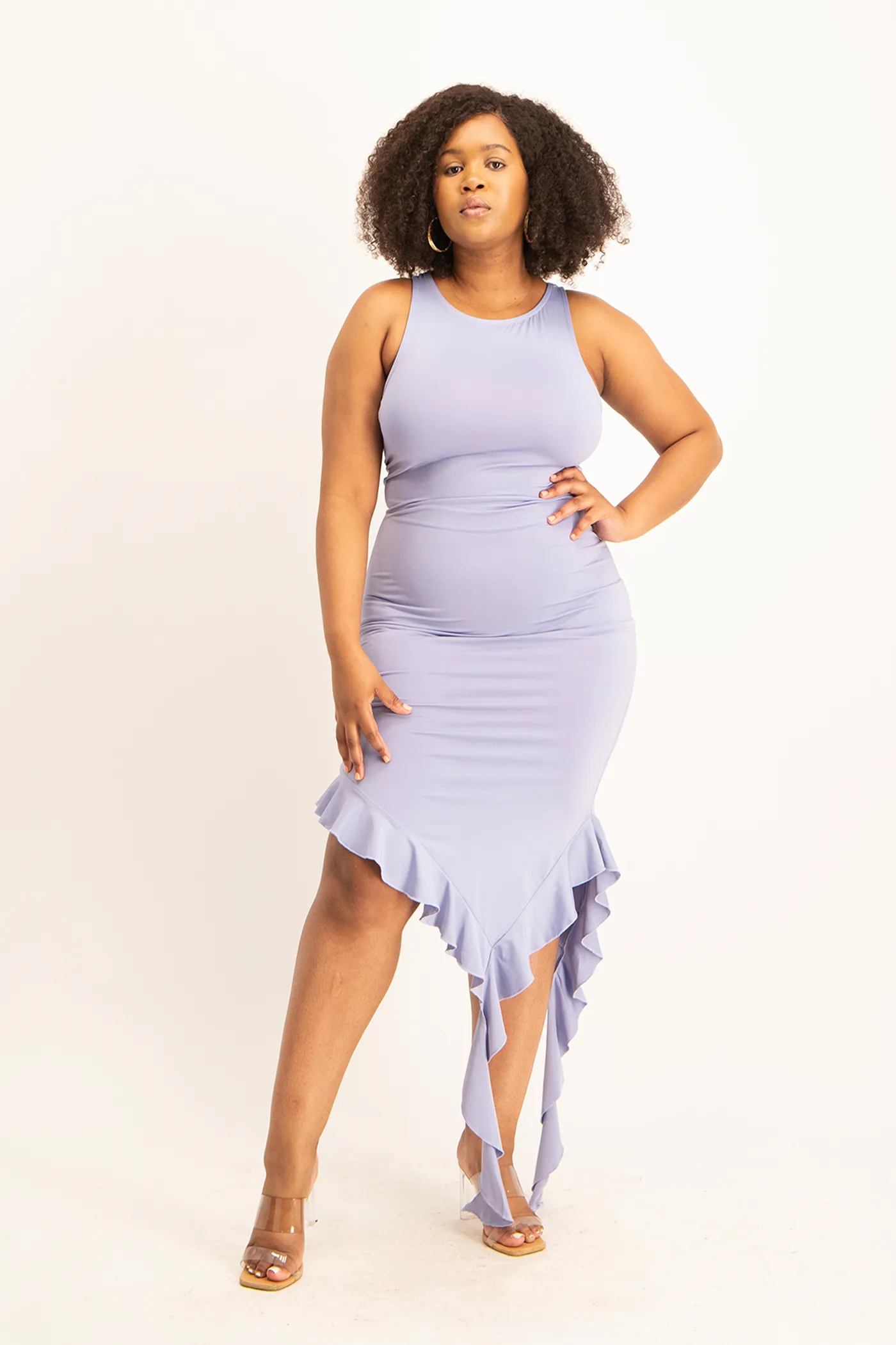 Elora Asymmetrical Ruffle Dress - Persian Violet