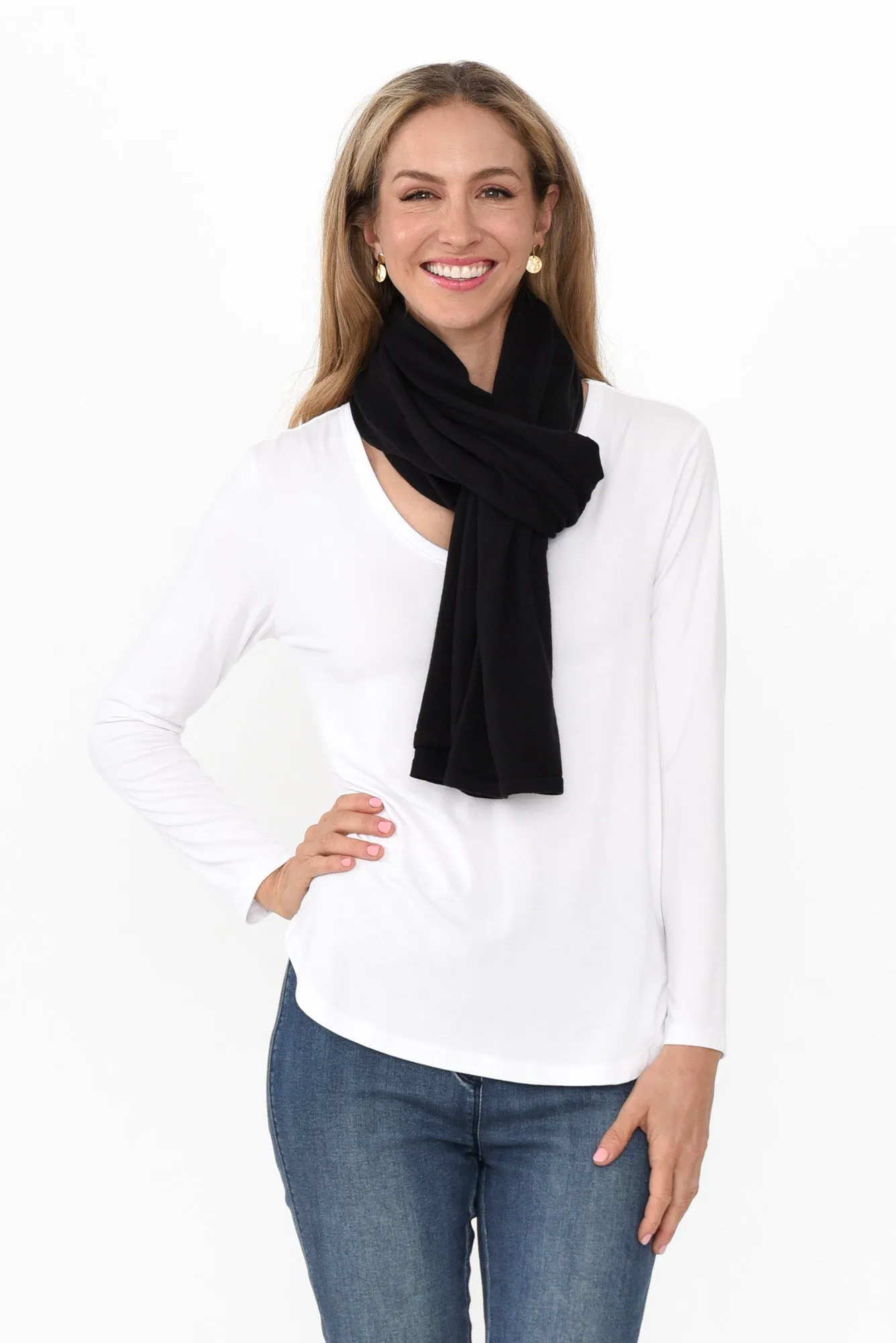 Elorie Black Cotton Cashmere Poncho