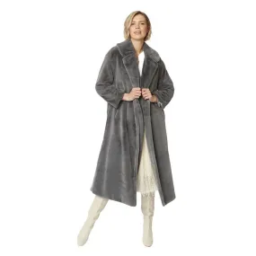 Faux Fur Maxi Coat Grey