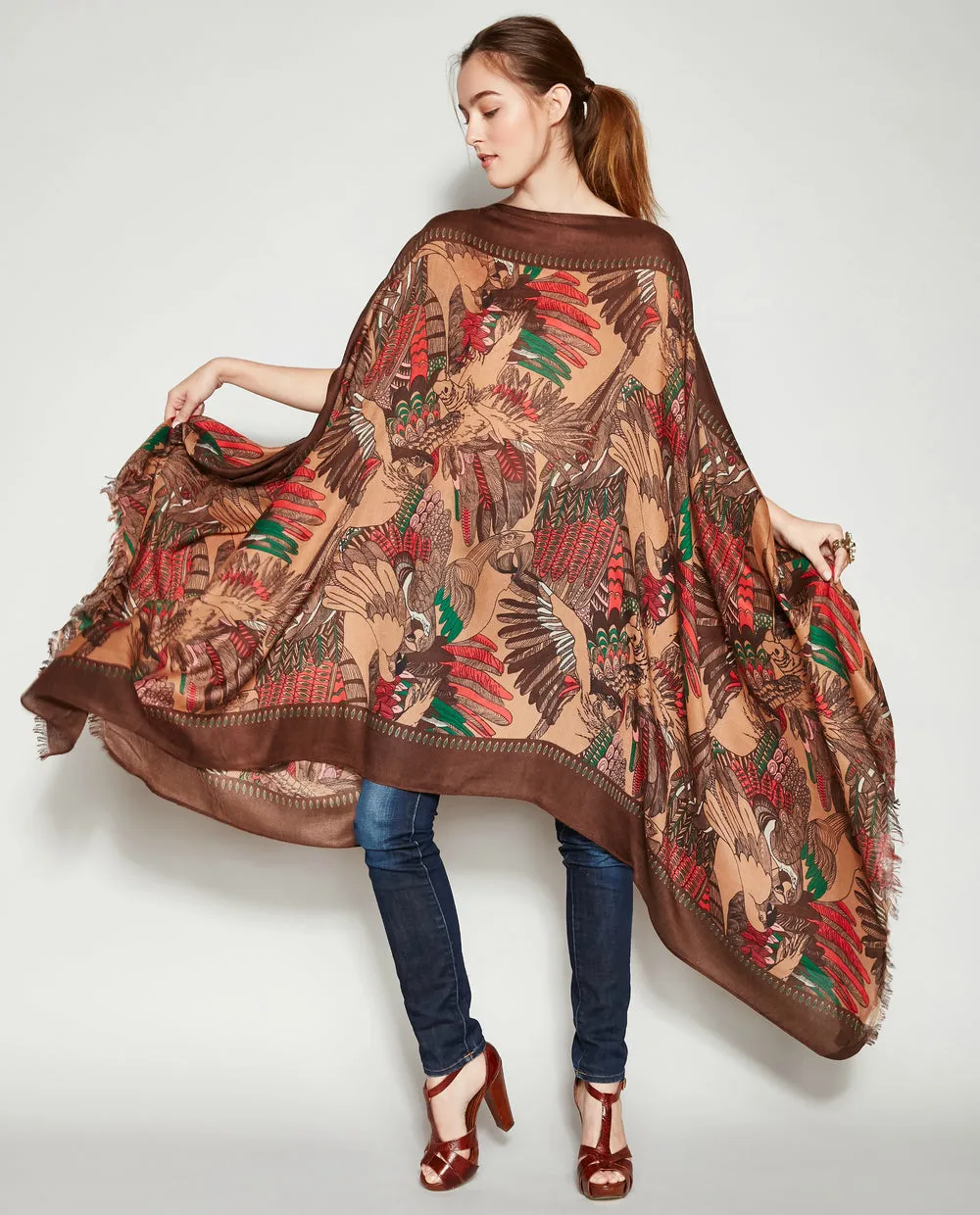 FLIGHT OF FANCY PASHMINA PONCHO