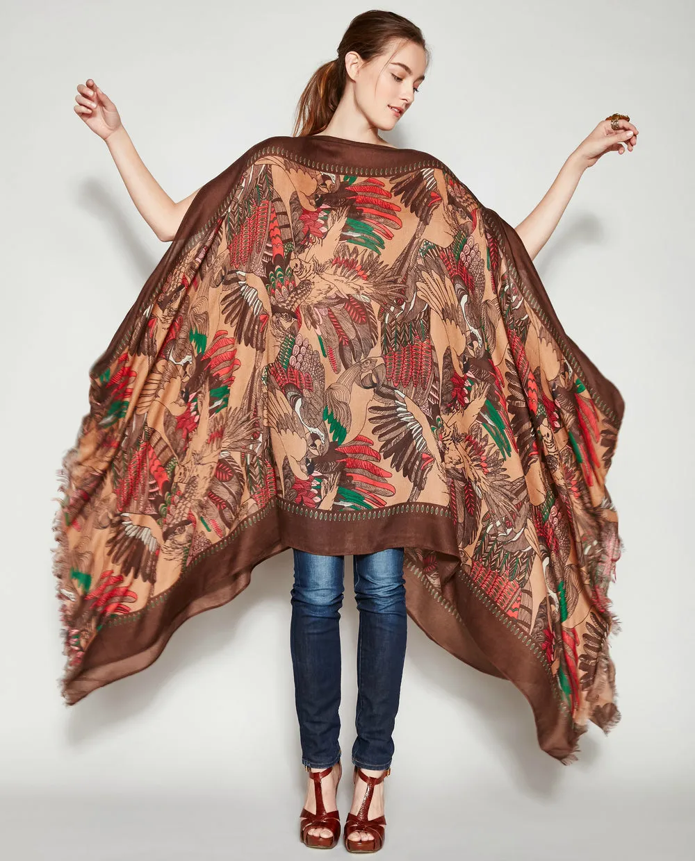 FLIGHT OF FANCY PASHMINA PONCHO