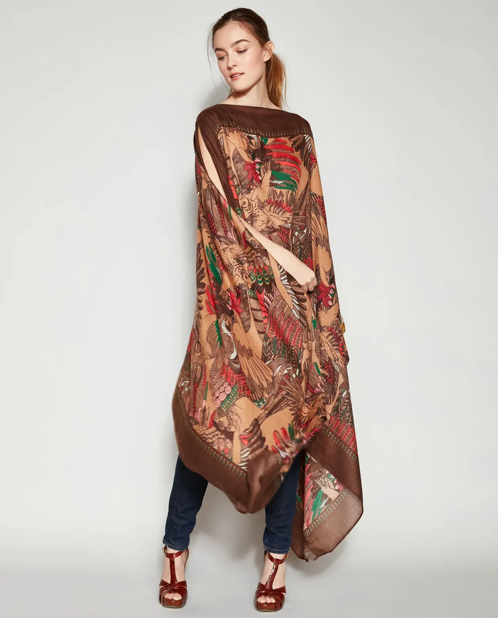 FLIGHT OF FANCY PASHMINA PONCHO