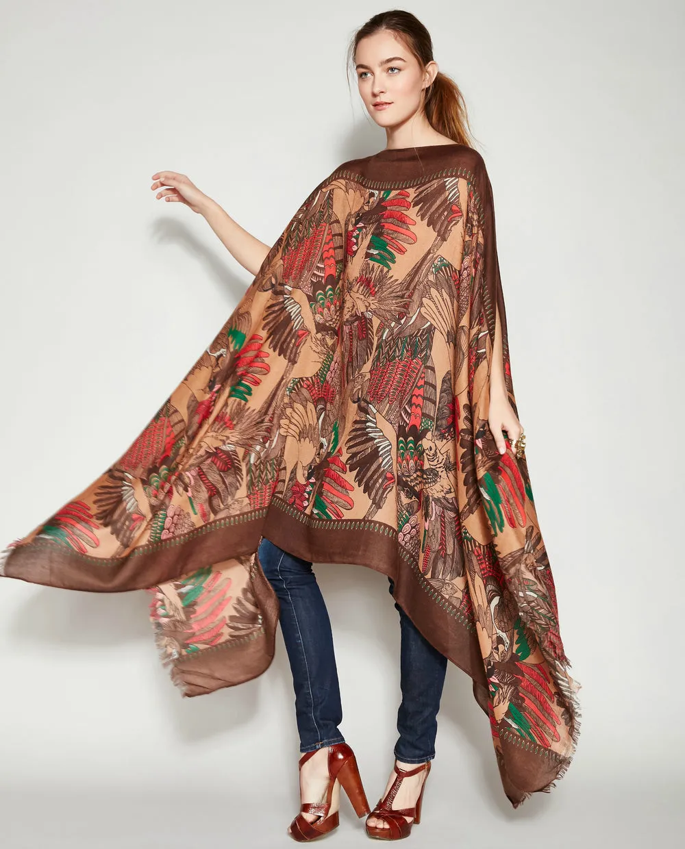 FLIGHT OF FANCY PASHMINA PONCHO