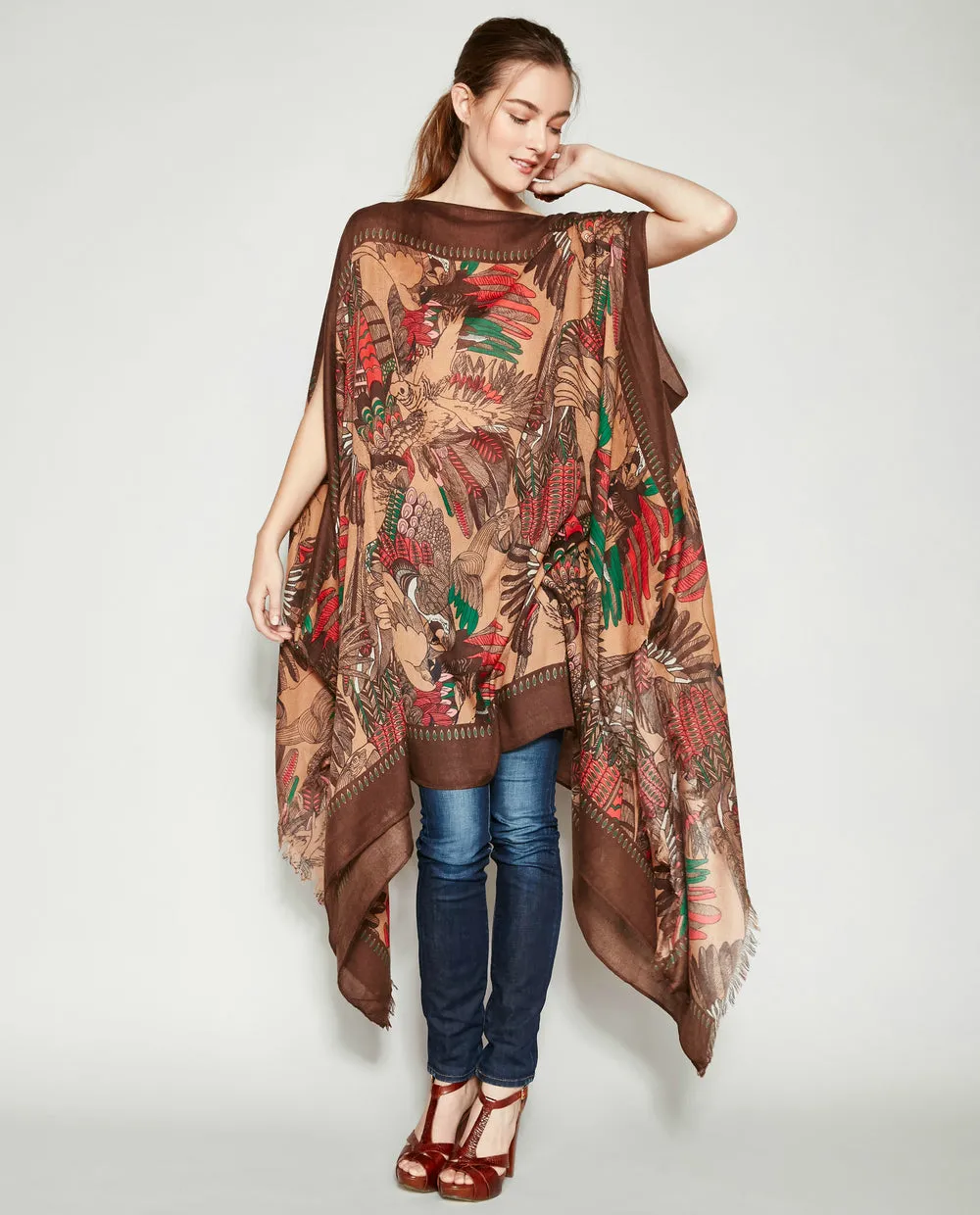 FLIGHT OF FANCY PASHMINA PONCHO