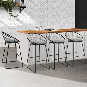 Four Bar Stools Padded Seat Metal